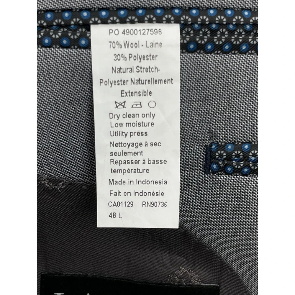 Lauren Ralph Lauren Suit Mens 48L Gray Hopsack Black Label Pants 38 x 32 - 2 Pcs